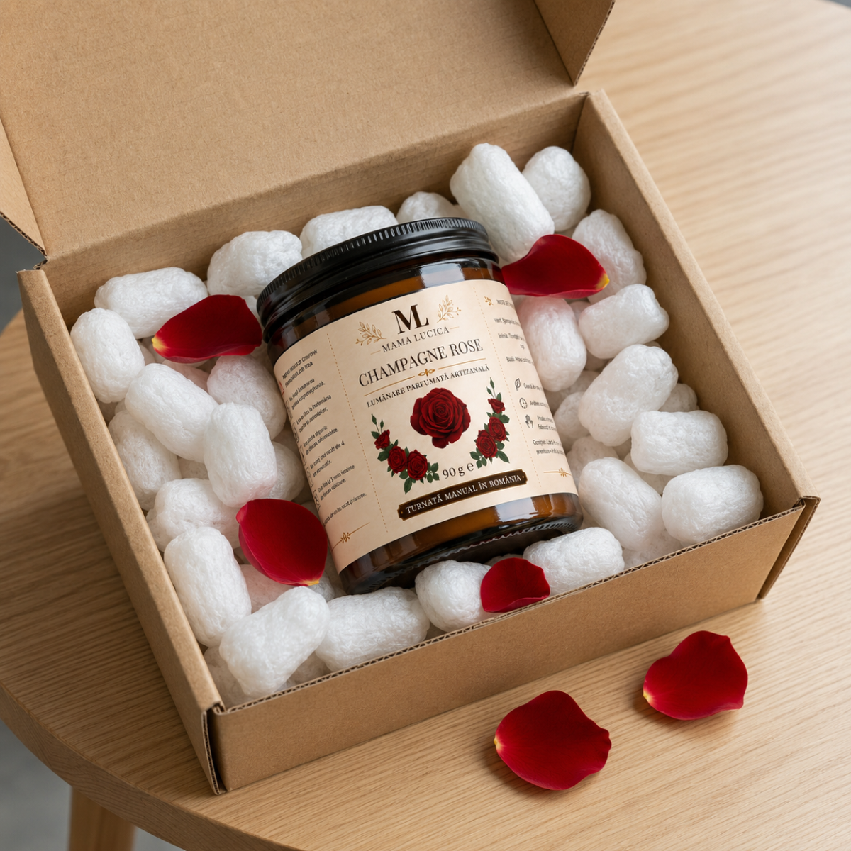 Lumânare Parfumată Champagne Rose din Ceară de Soia 90 g – Mama Lucica 2