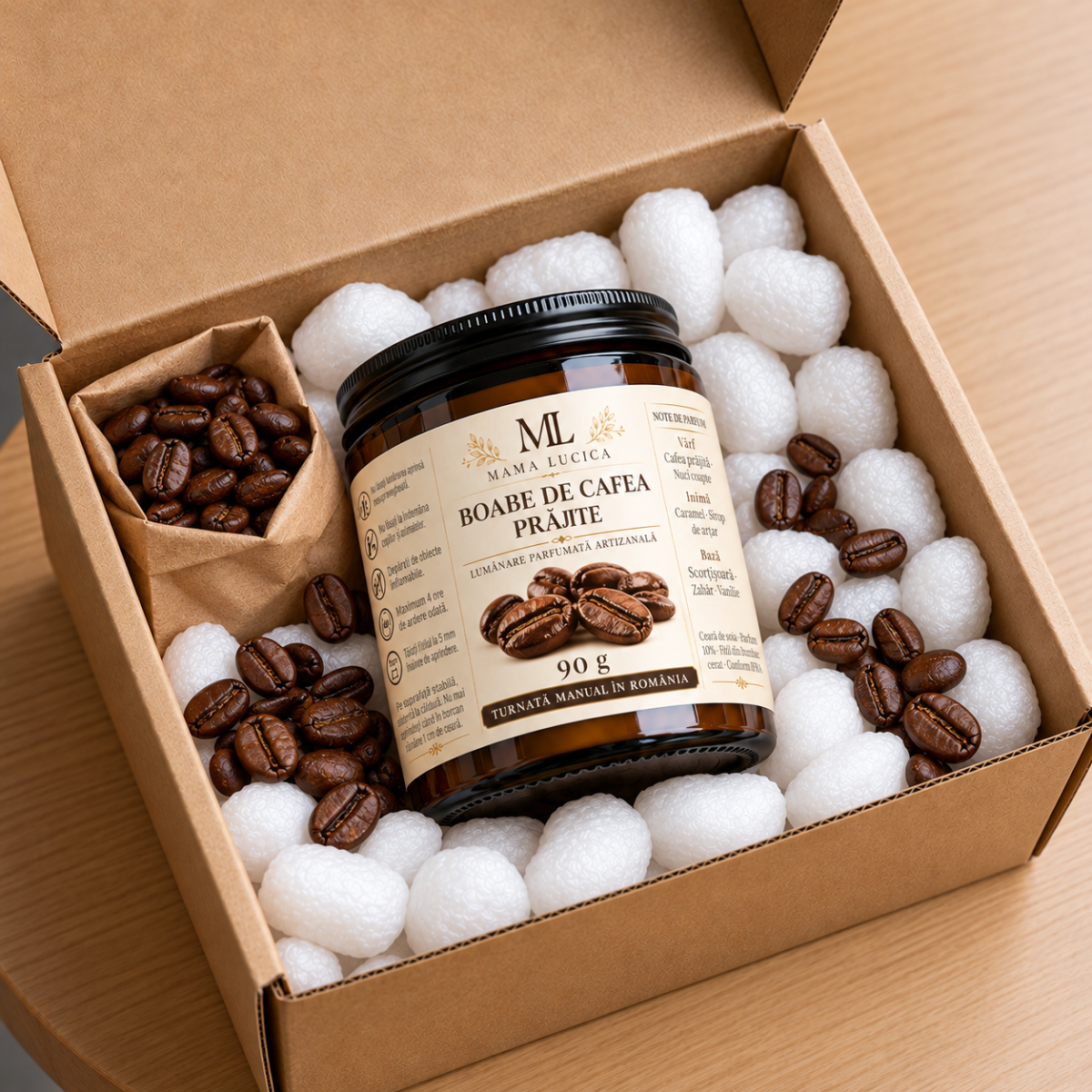 Boabe de Cafea Prăjite – Ceară de soia, 90 g 3