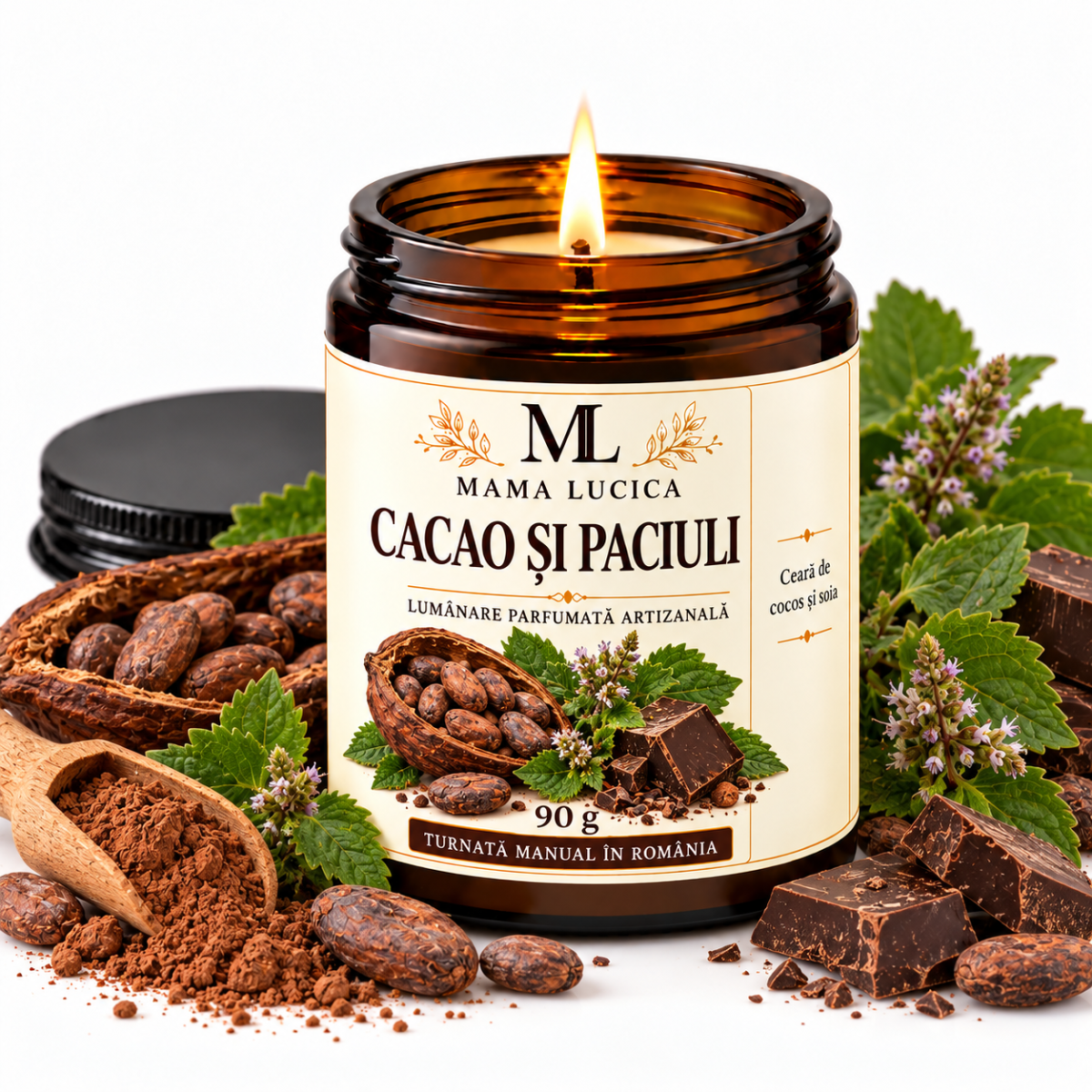 Cacao și Paciuli – Ceară vegetală, 90 g