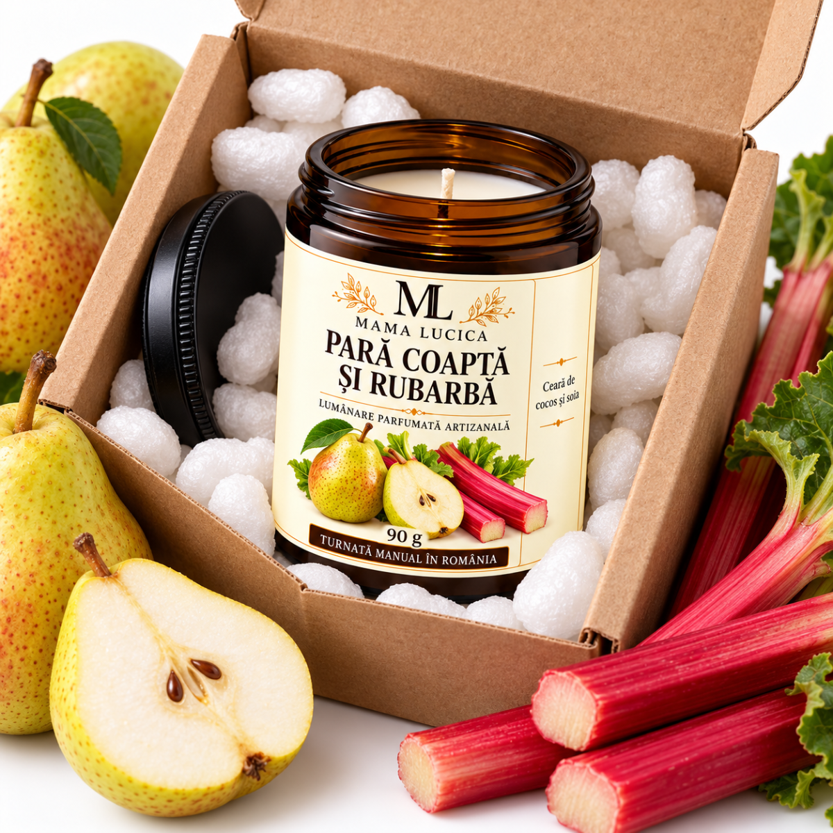 Pară Coaptă și Rubarbă – Ceară vegetală, 90 g 3