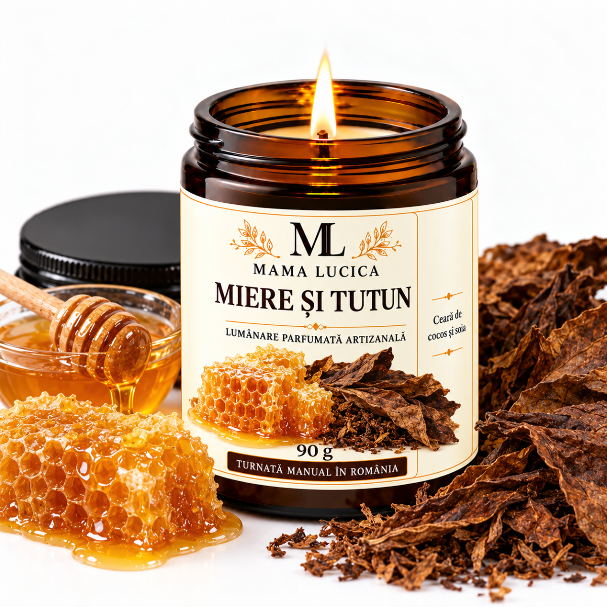Miere și Tutun – Ceară vegetală, 90 g