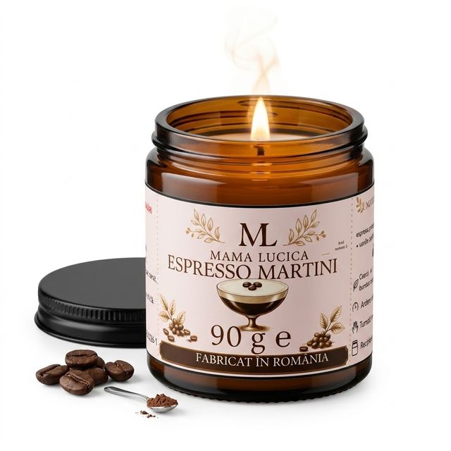 Lumânare Artizanală din Ceară de Soia – Espresso Martini (90g)