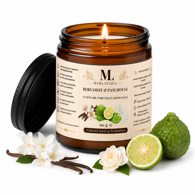Mama Lucica Bergamot & Patchouli – Lumânare Parfumată 90 g