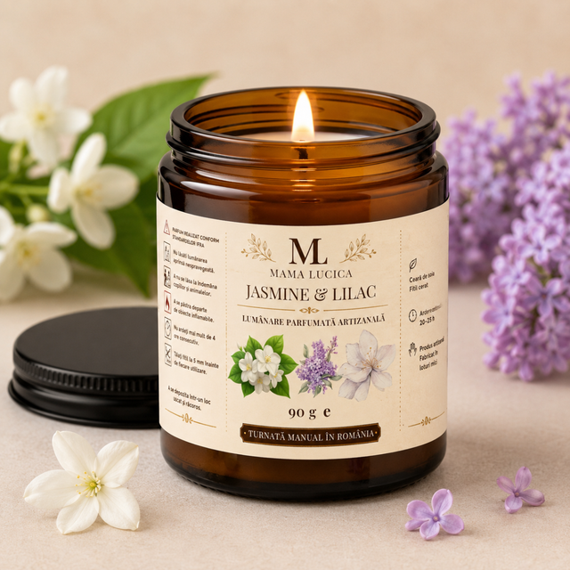 Lumânare Parfumată Jasmine & Lilac 90 g | Mama Lucica